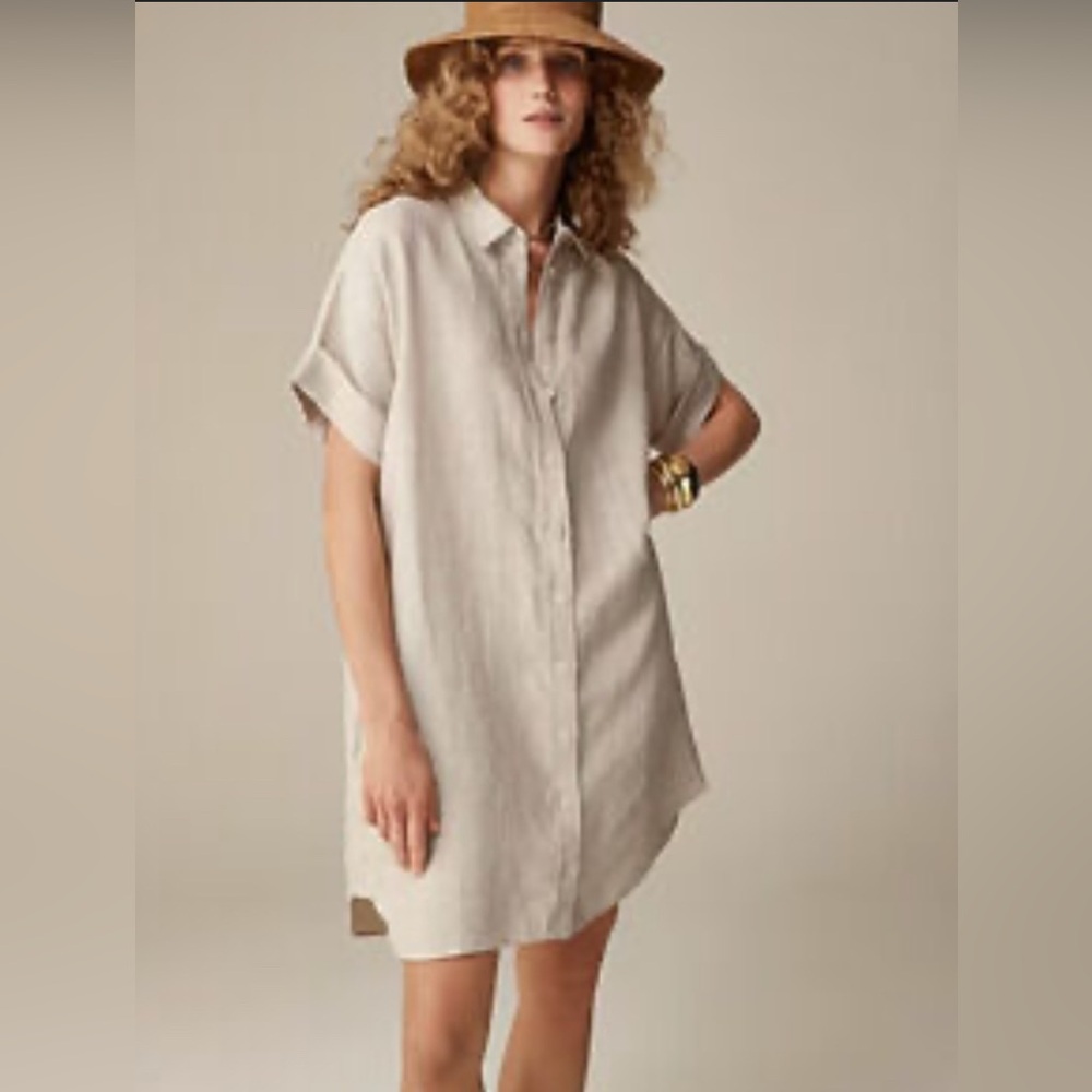 NWOT J.Crew Captaine shirtdress in linen (flax)
